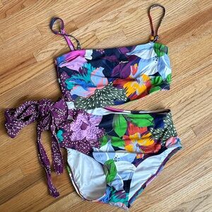 Soma size 12 Bandeau cut-out Floral one-piece swimsuit NWOT